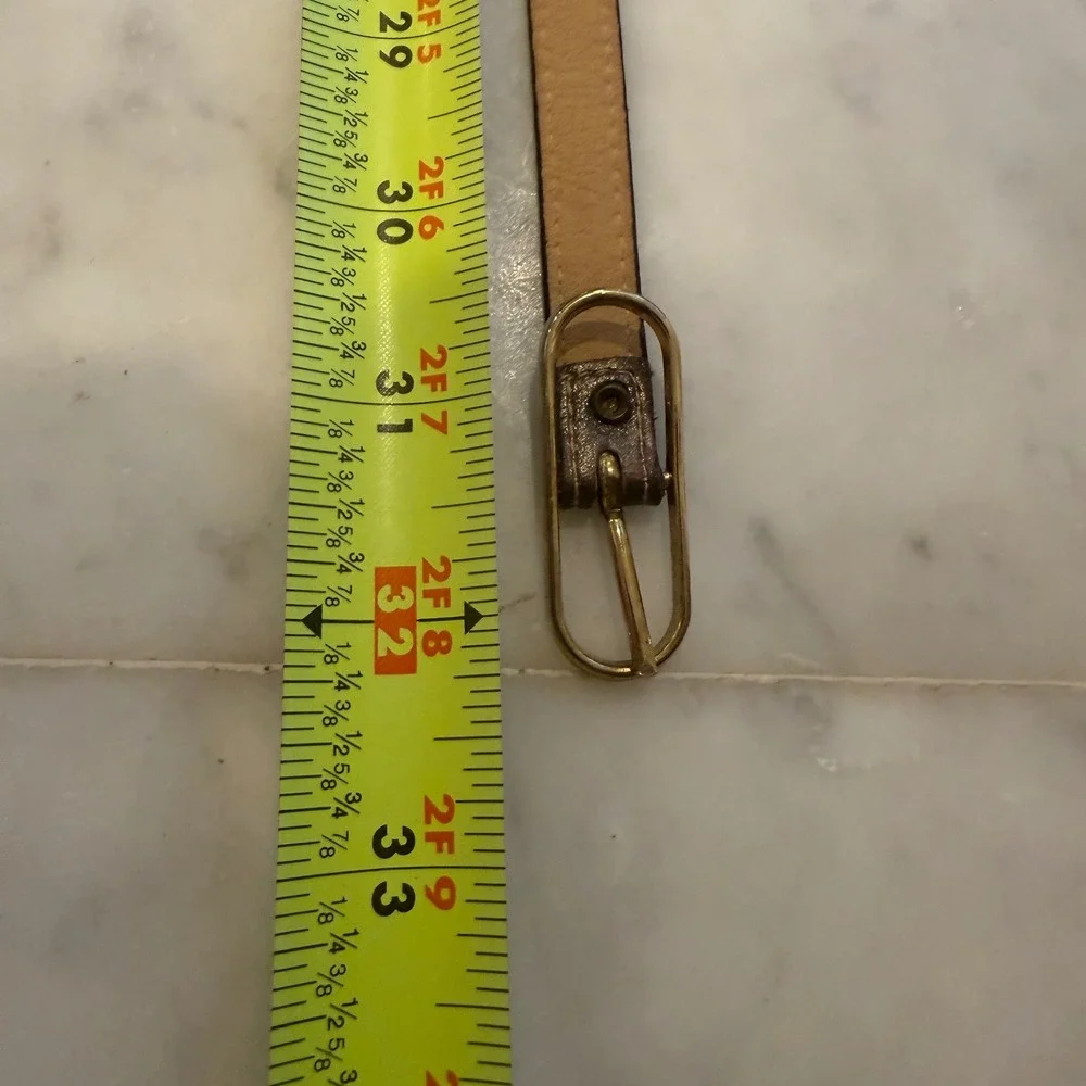 Vintage Morris Moskowitz Leather Belt‎ Small Metallic Inlay 90s Y2K Made Korea